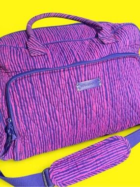 Vera Bradley Impressionista Stripe Purple and Pink travel carry on Bag